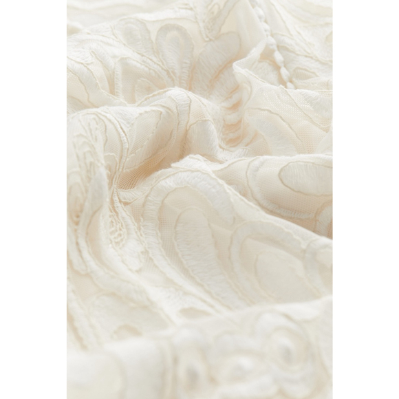 Coquette Fairy Cottage Bridal Off-White Embroidered Lace Sweet Shift Dress H&M L - Picture 13 of 15